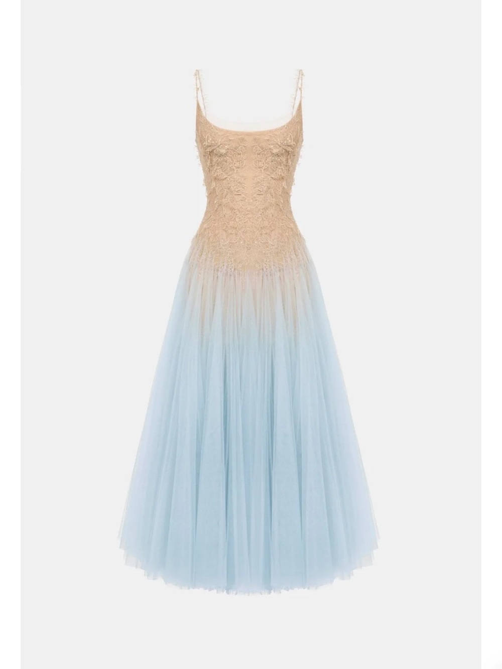 MONTSAND BABY BLUE OMBRÉ LACE MIDI DRESS